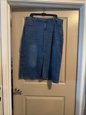 Architect Blue Denim Midi Skirt